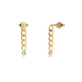 14K Cuban Link Diamond Earrings by Orlina Fine