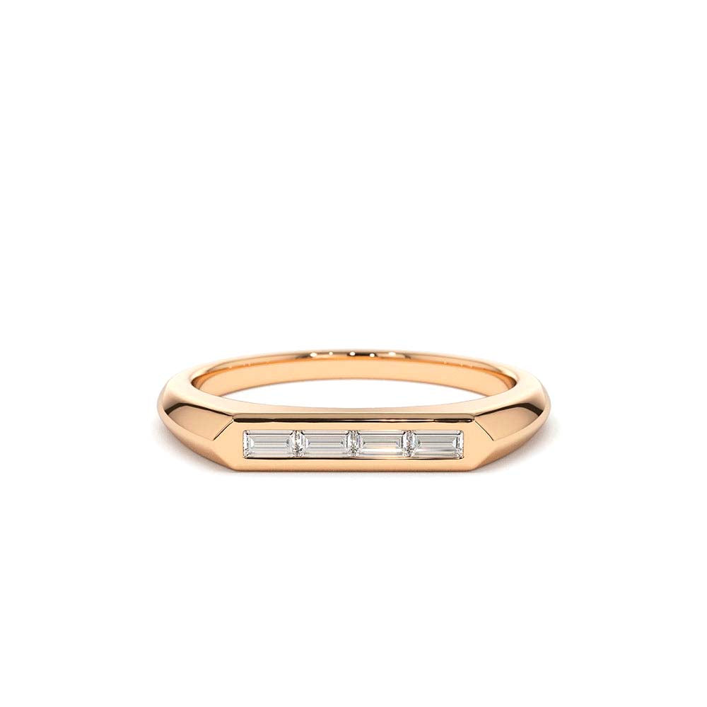 14K Unique Baguette Stackable Ring - view 2