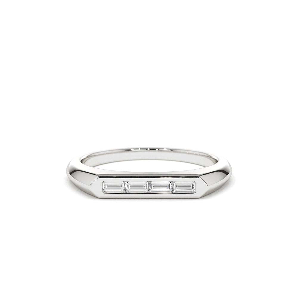 14K Unique Baguette Stackable Ring - view 3