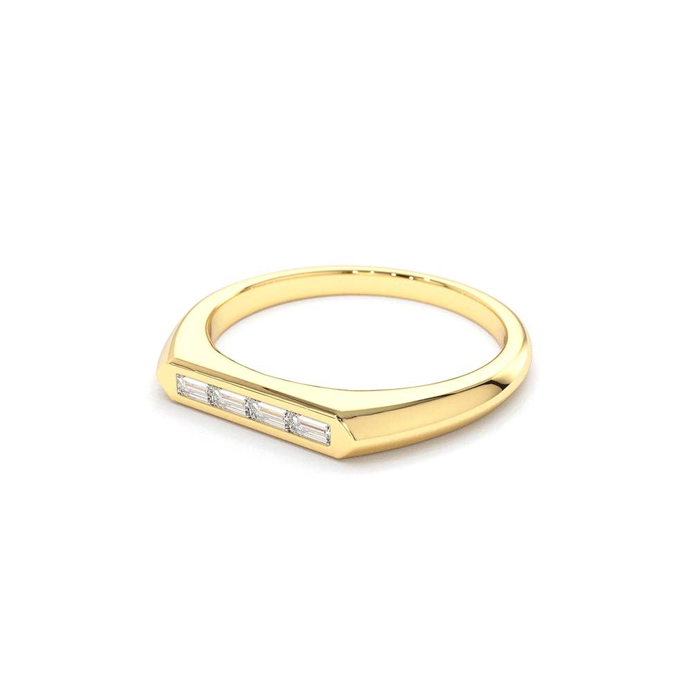 14K Unique Baguette Stackable Ring - view 4
