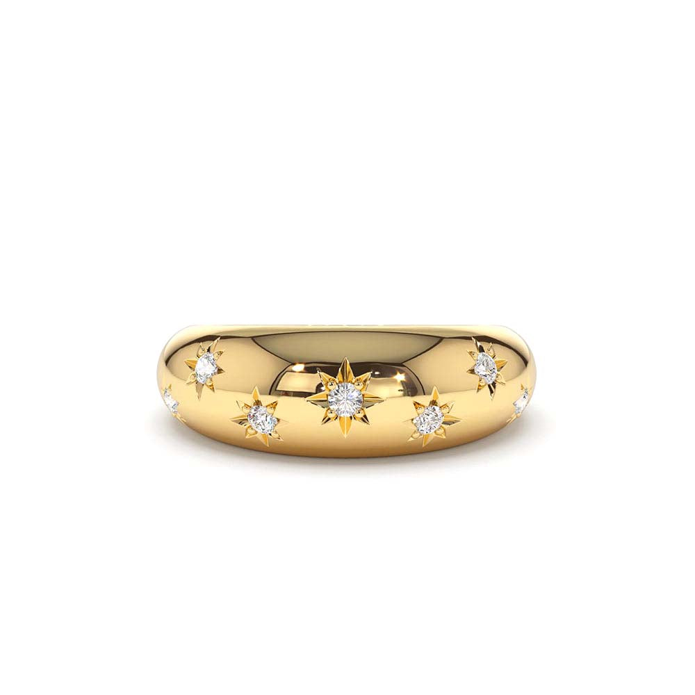 14K 6MM Dome Star Setting Diamond Ring by Orlina Fine