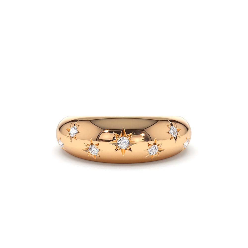 14K 6MM Dome Star Setting Diamond Ring - view 2