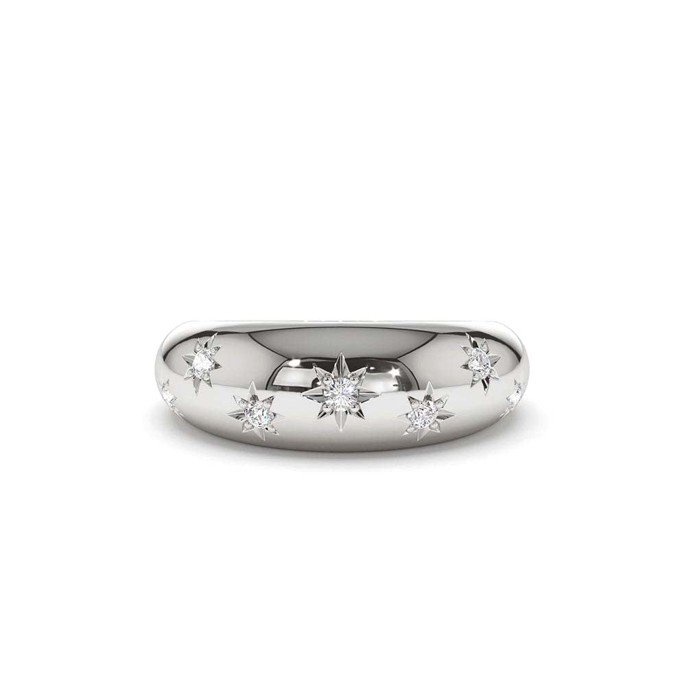 14K 6MM Dome Star Setting Diamond Ring - view 3