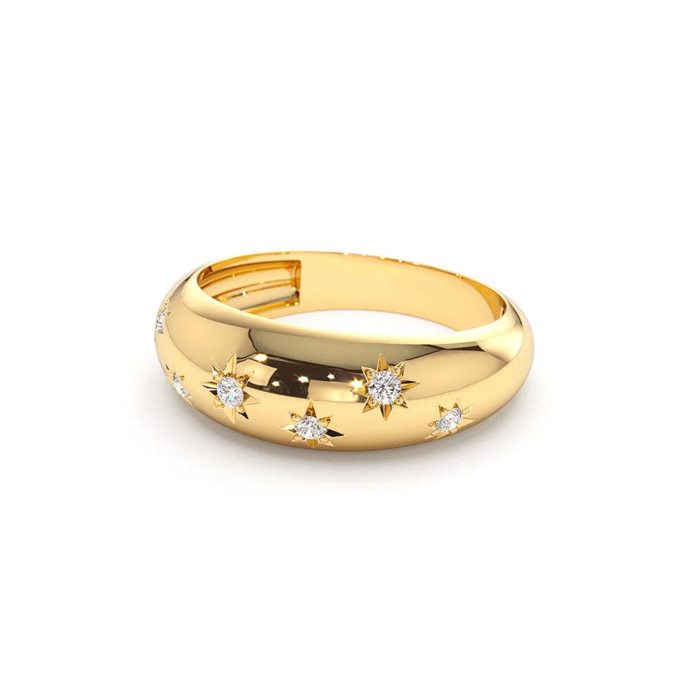 14K 6MM Dome Star Setting Diamond Ring - view 4