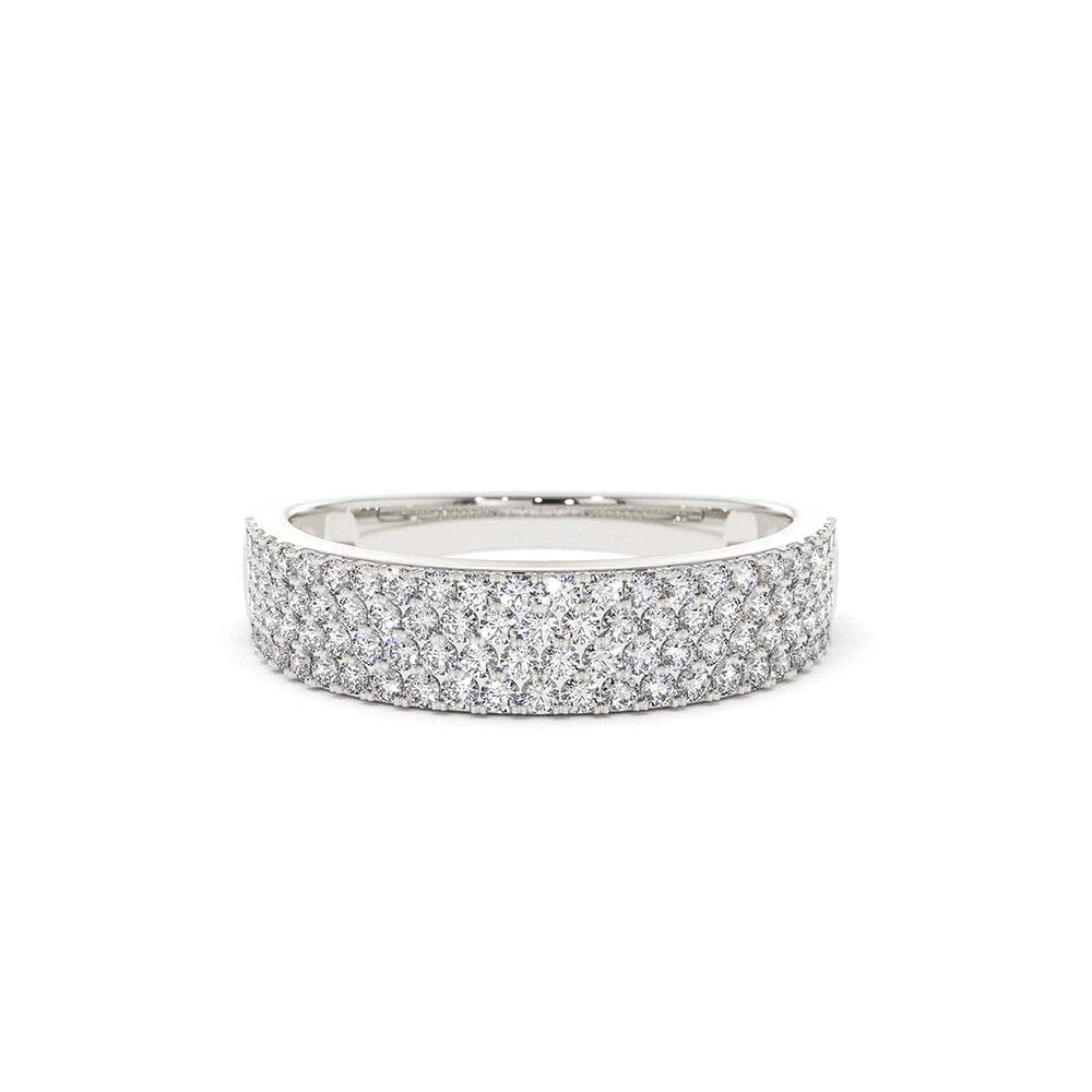14K Half Eternity 4 Row Micro Pave Wedding Band - view 3