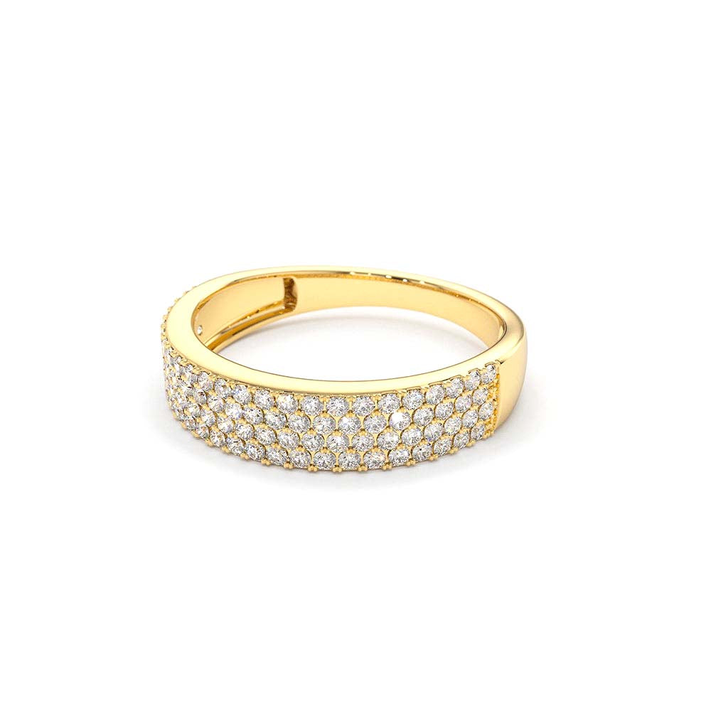 14K Half Eternity 4 Row Micro Pave Wedding Band - view 4