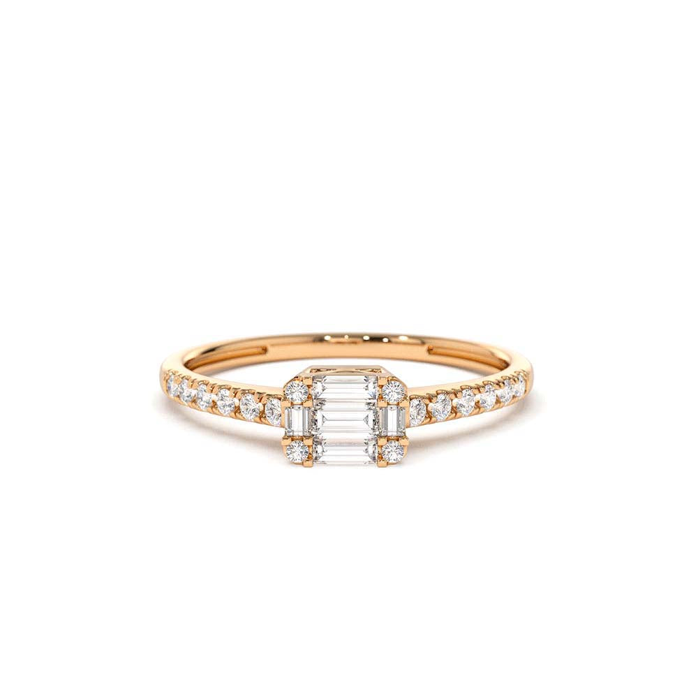 14K Illusion Setting East to West Baguette Diamond Ring - view 2