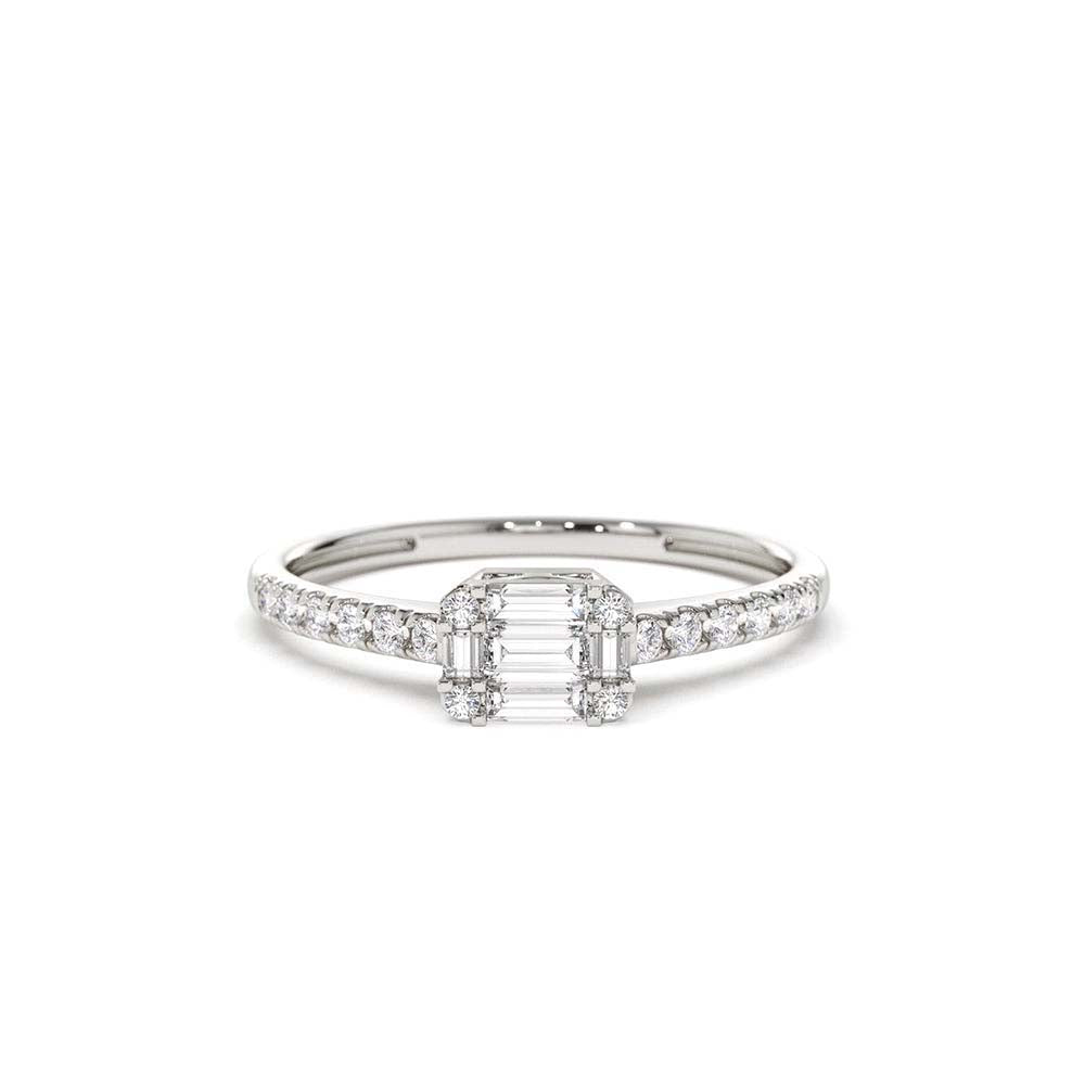 14K Illusion Setting East to West Baguette Diamond Ring - view 3