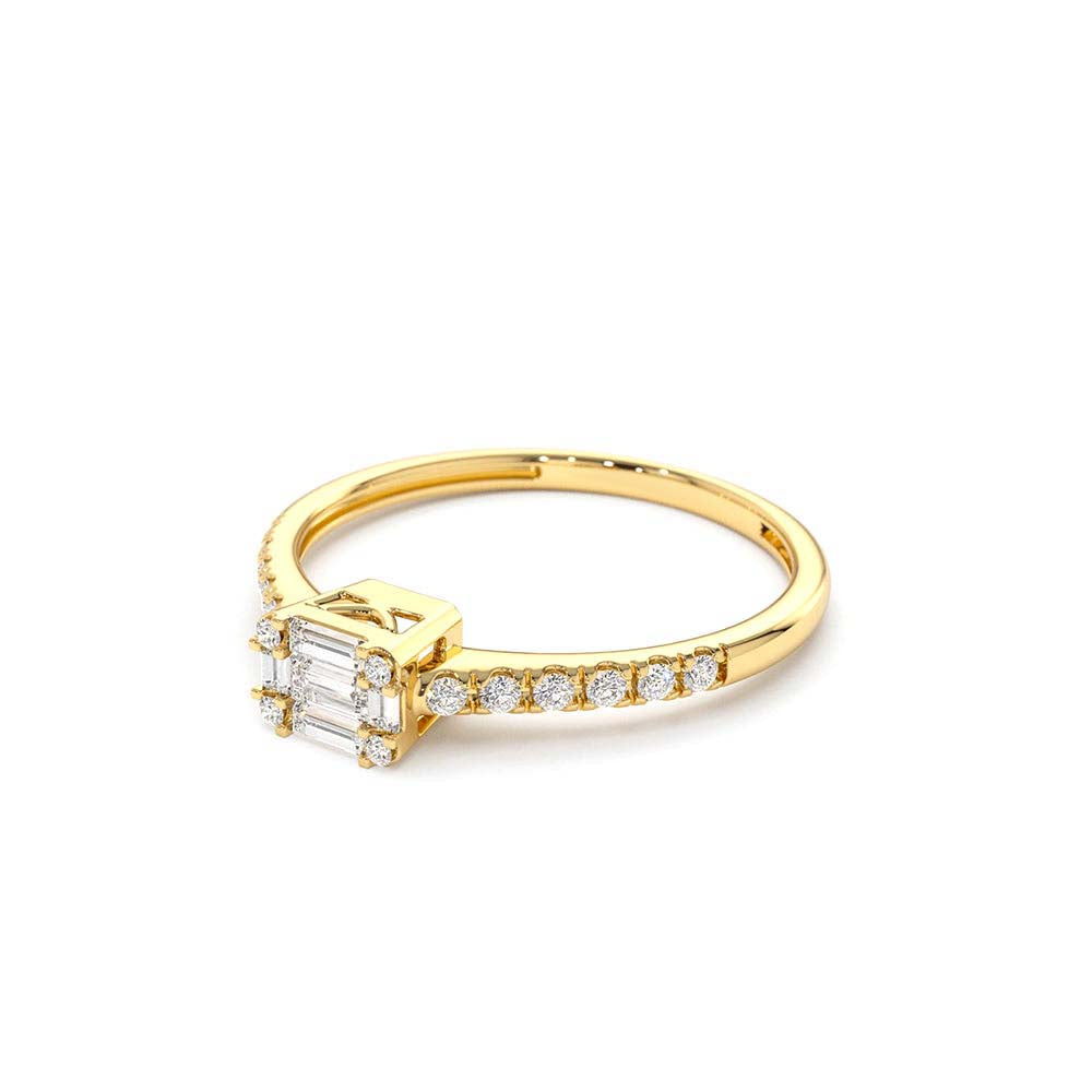 14K Illusion Setting East to West Baguette Diamond Ring - view 4