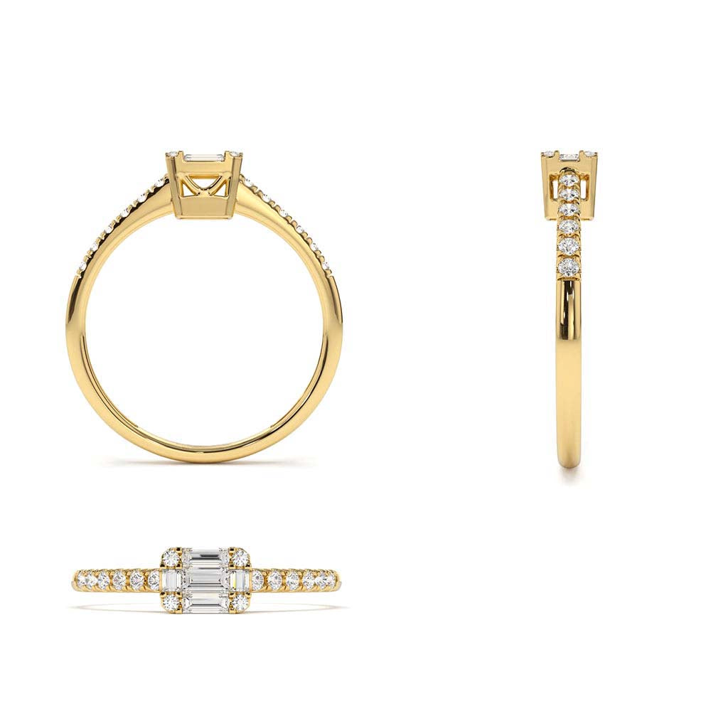14K Illusion Setting East to West Baguette Diamond Ring - view 5