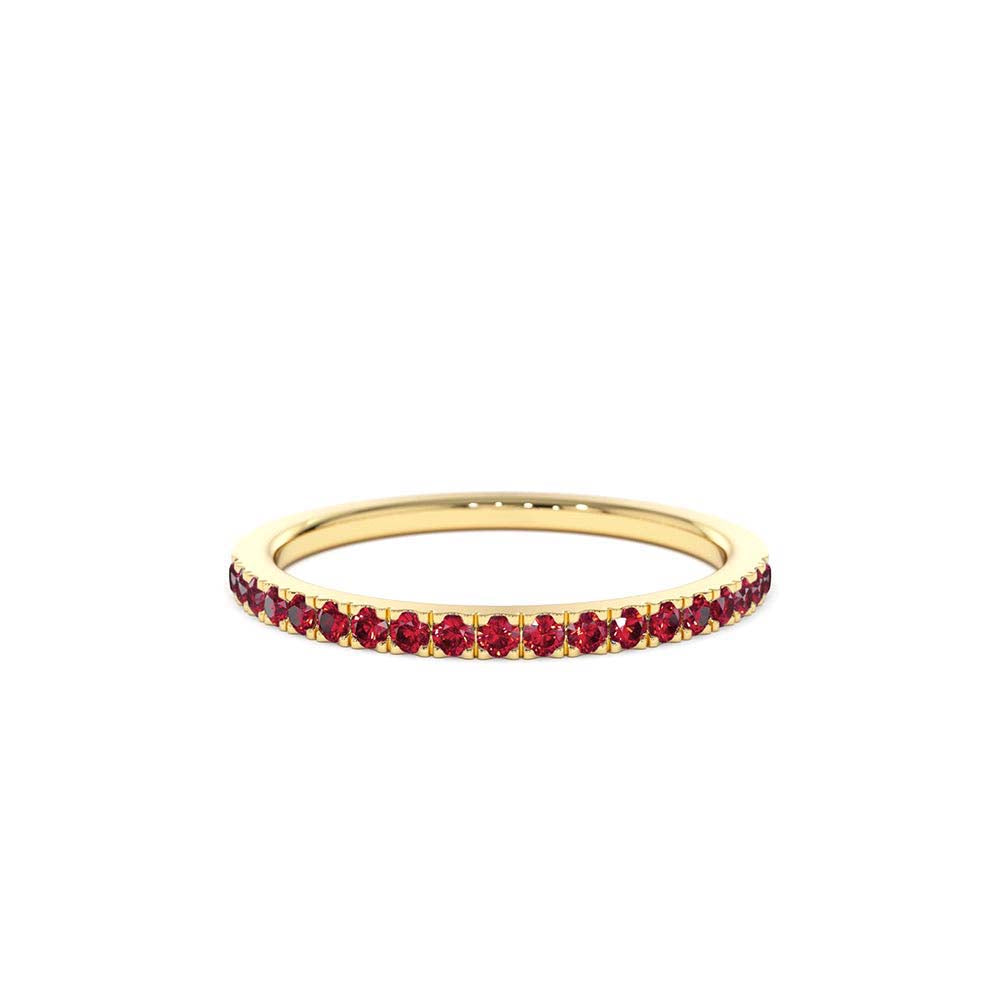 14K Gold Half Eternity Pave Ruby Ring by Orlina Fine