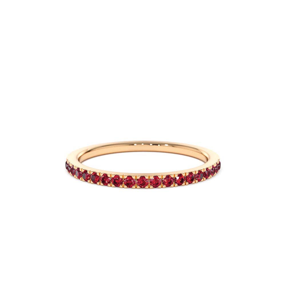 14K Gold Half Eternity Pave Ruby Ring - view 2