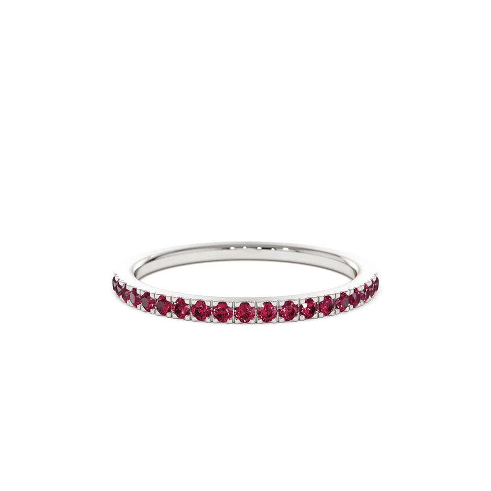 14K Gold Half Eternity Pave Ruby Ring - view 3