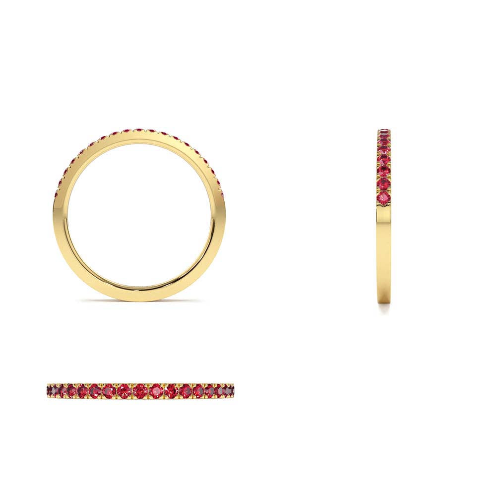 14K Gold Half Eternity Pave Ruby Ring - view 5