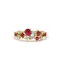 14K Ruby and Diamond Mixed Shape Cluster Ring by Orlina Fine