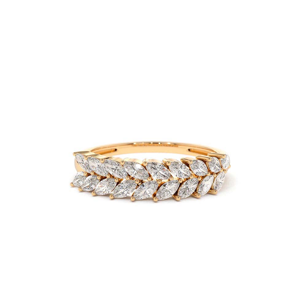 14K Half Eternity Two Rows Marquise Diamond Band - view 2