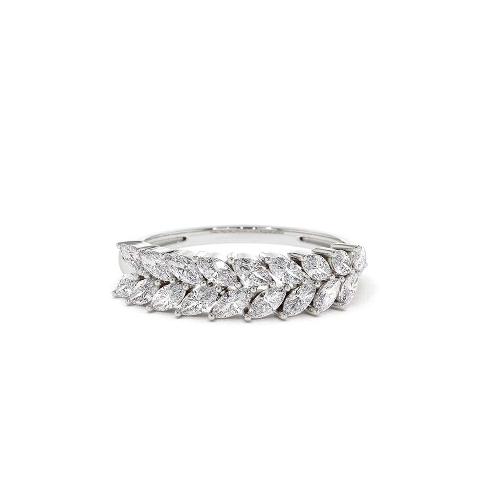 14K Half Eternity Two Rows Marquise Diamond Band - view 3
