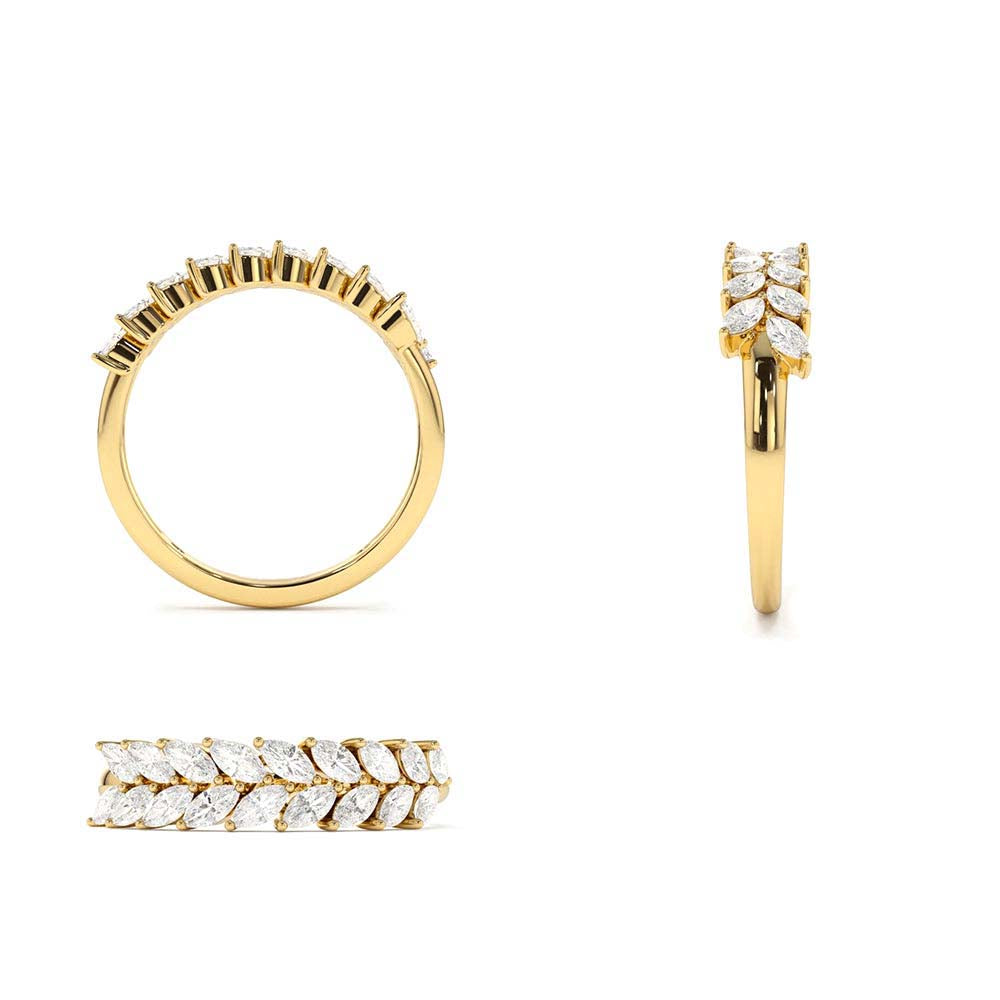 14K Half Eternity Two Rows Marquise Diamond Band - view 4