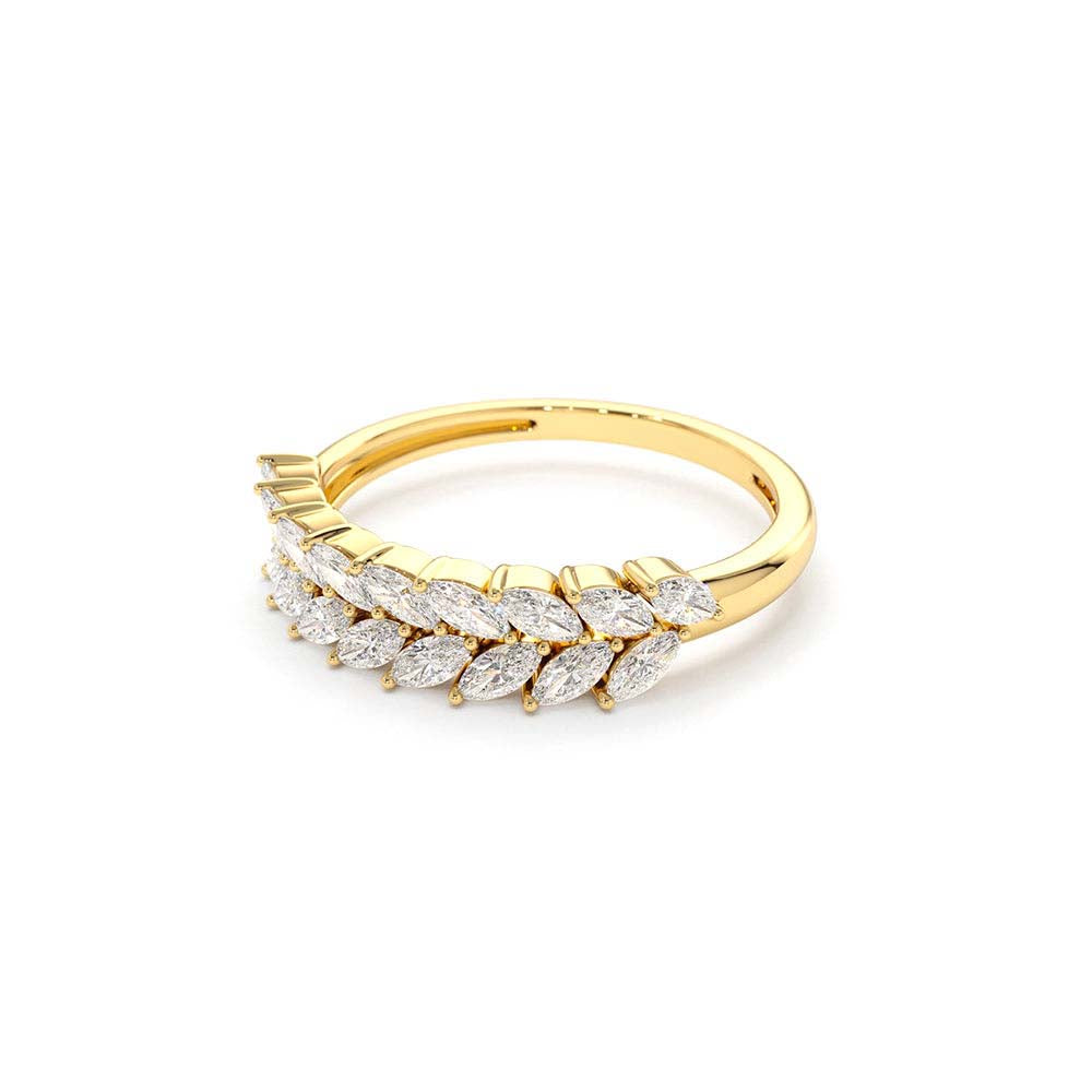 14K Half Eternity Two Rows Marquise Diamond Band - view 5