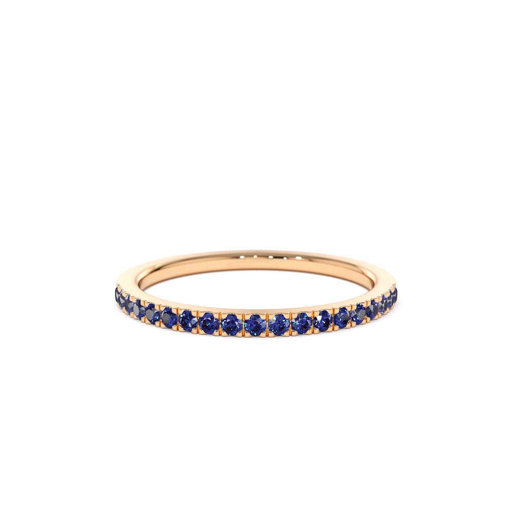 14K Half Eternity Blue Sapphire Ring - view 2