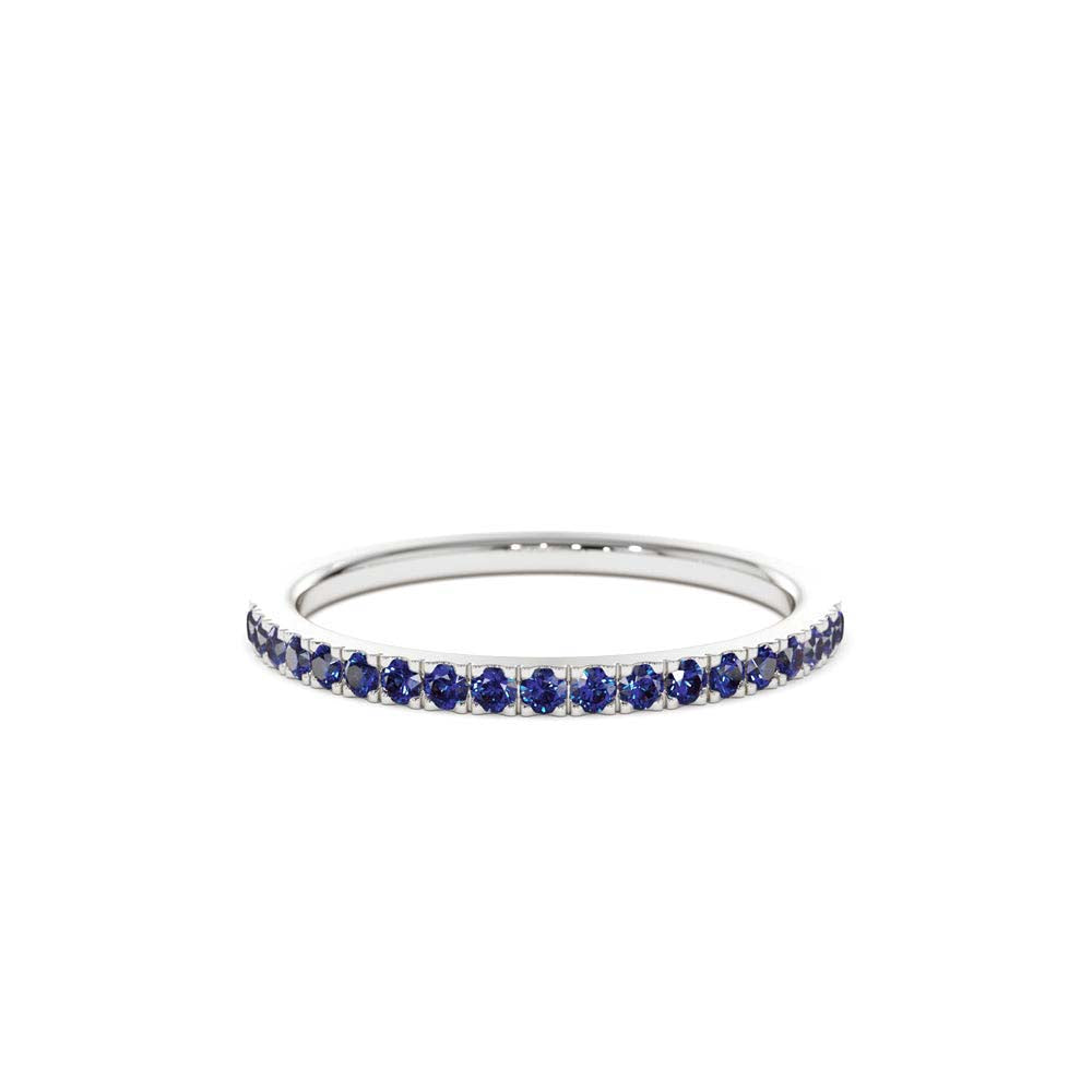 14K Half Eternity Blue Sapphire Ring - view 3