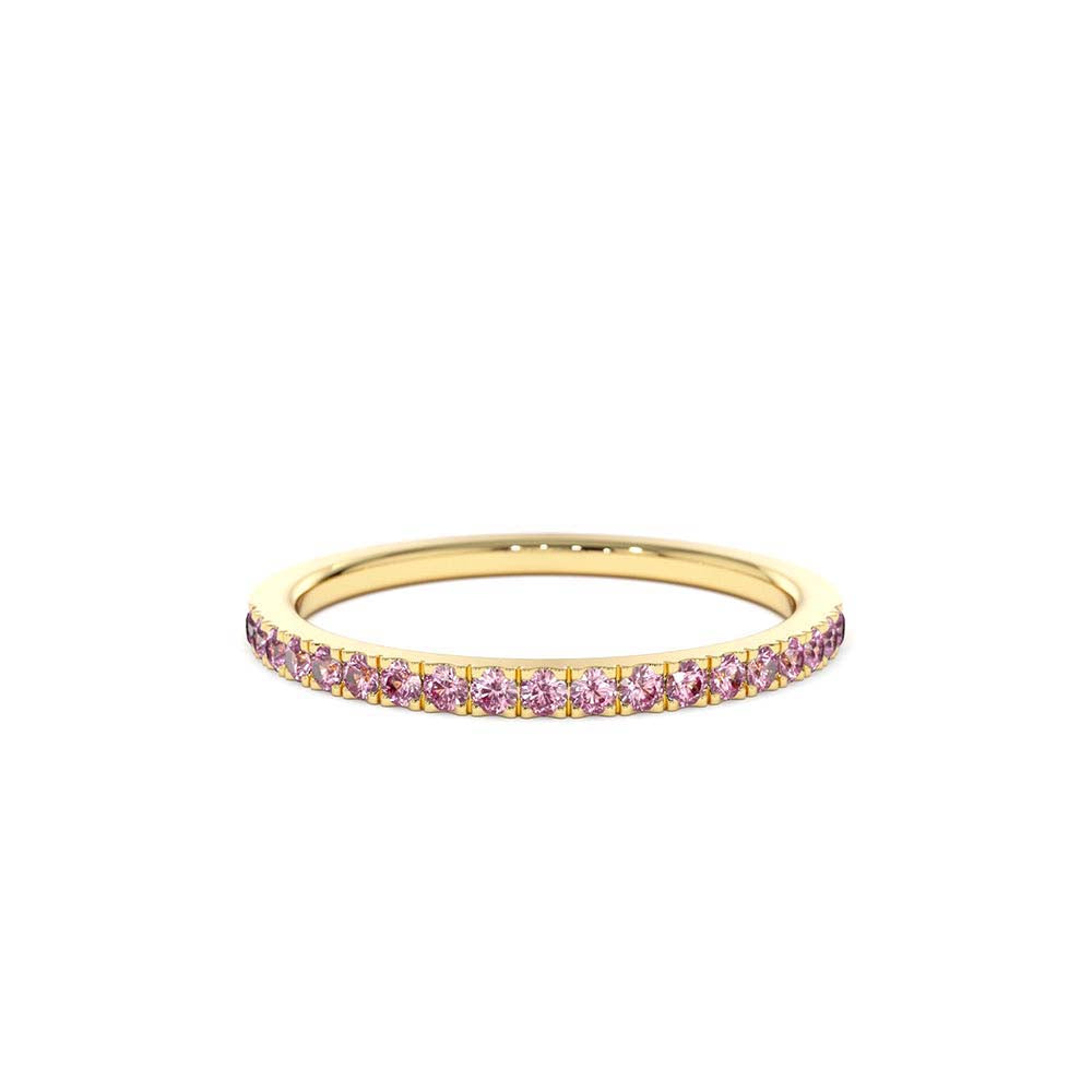 14K Half Eternity Pink Sapphire Ring by Orlina Fine