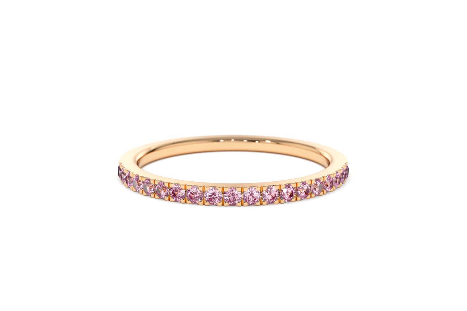 14K Half Eternity Pink Sapphire Ring - view 6