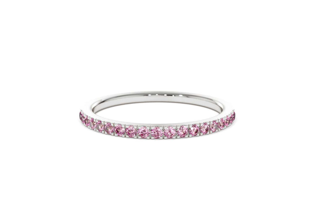 14K Half Eternity Pink Sapphire Ring - view 7