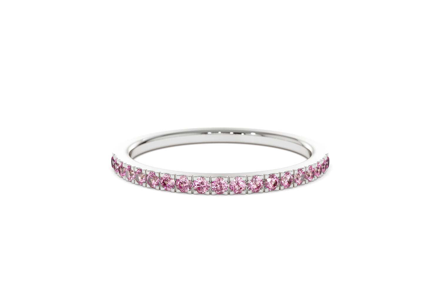 14K Half Eternity Pink Sapphire Ring - view 7