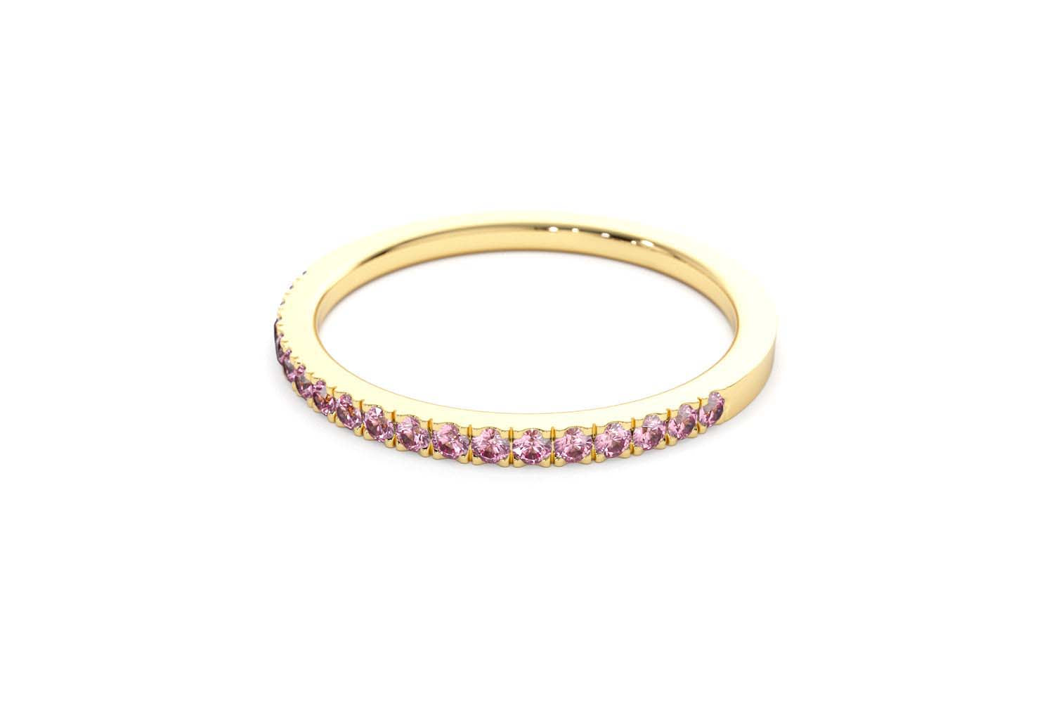14K Half Eternity Pink Sapphire Ring - view 8