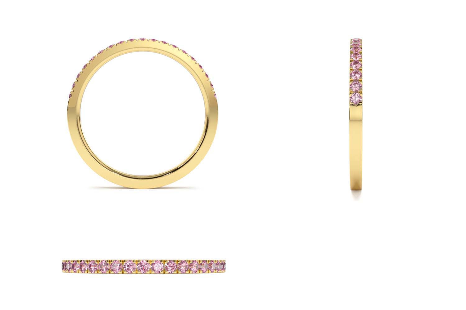 14K Half Eternity Pink Sapphire Ring - view 9