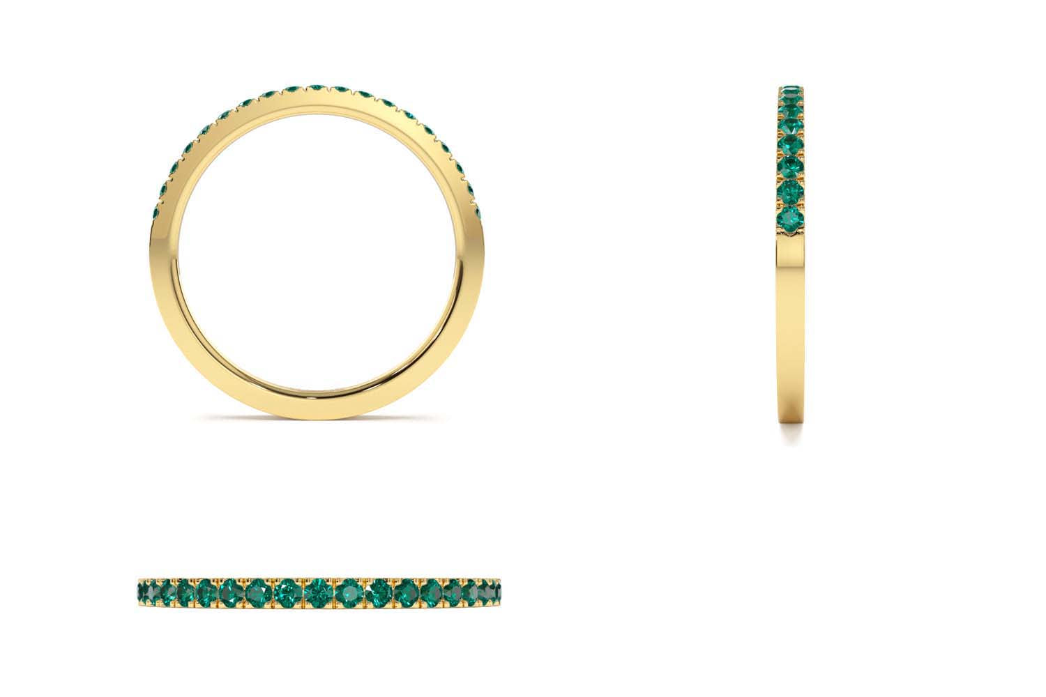 14K Half Eternity Emerald Ring - view 10