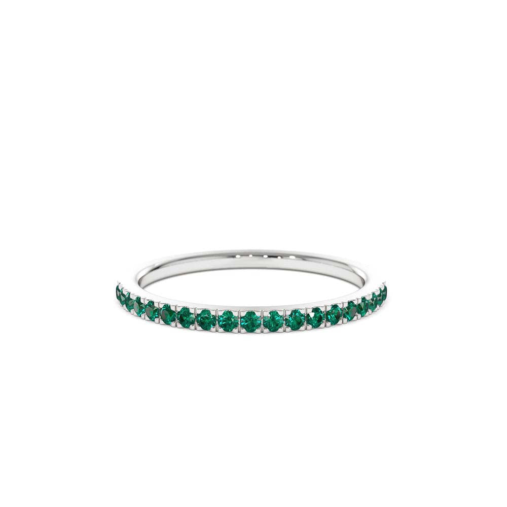 14K Half Eternity Emerald Ring - view 3