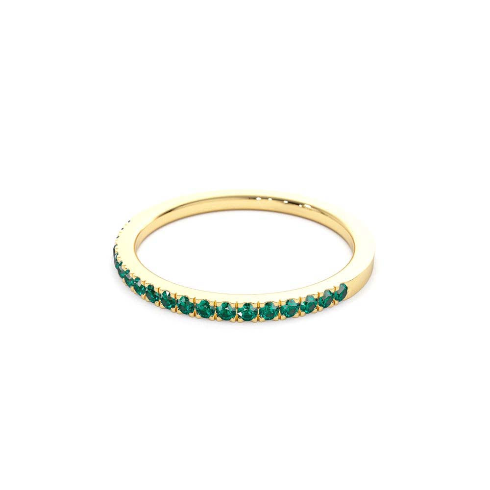 14K Half Eternity Emerald Ring - view 4