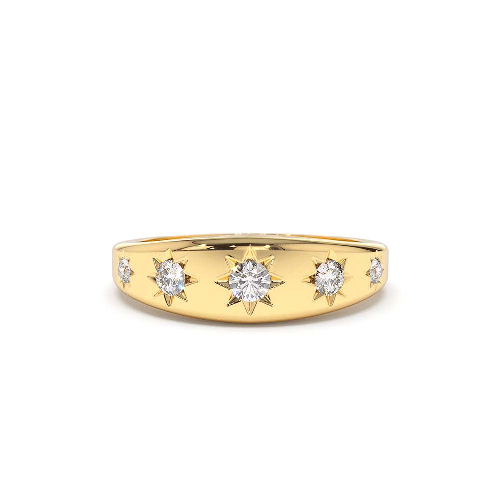 14K Gold Star Setting Graduating Diamond Statement Ring by Orlina Fine