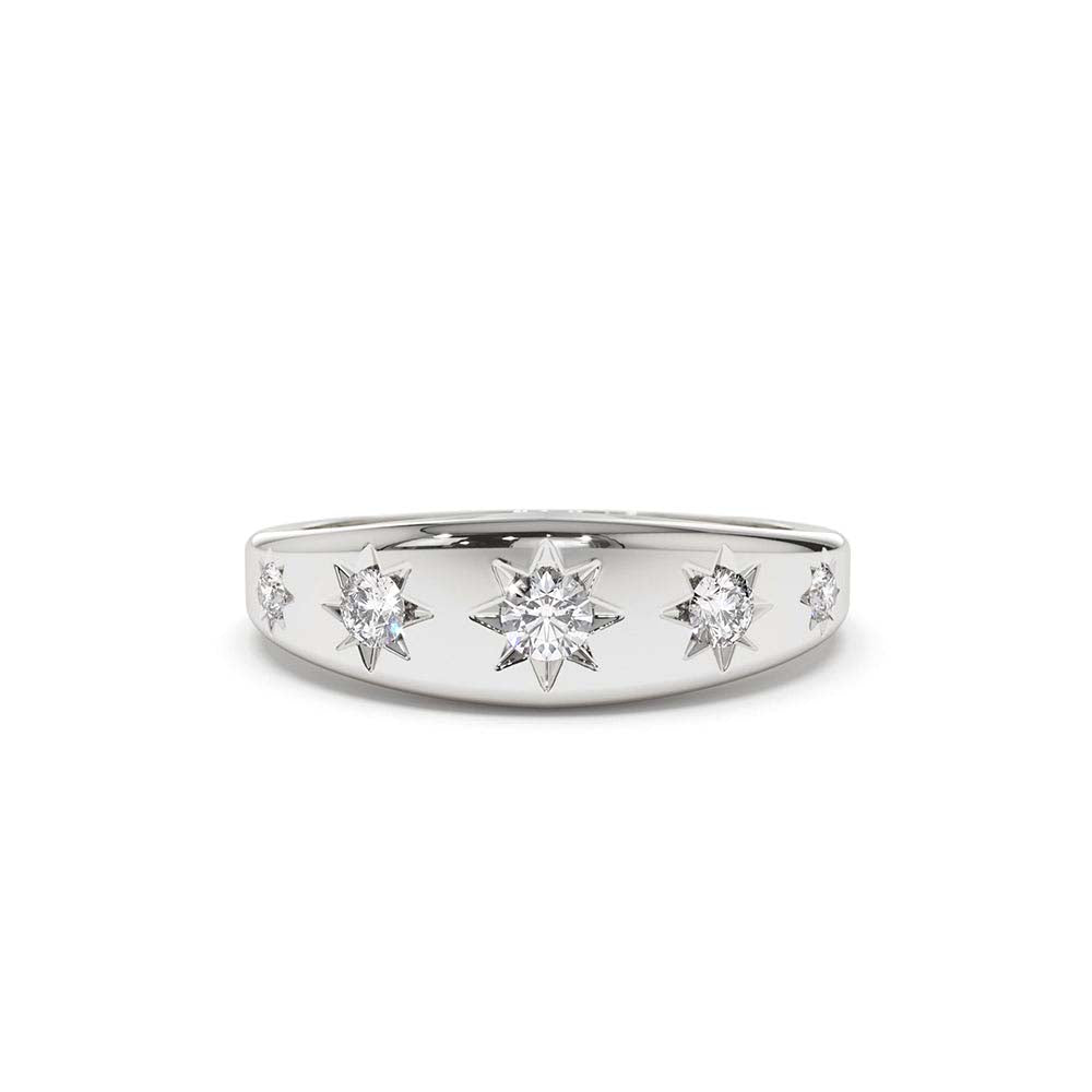 14K Gold Star Setting Graduating Diamond Statement Ring - view 3