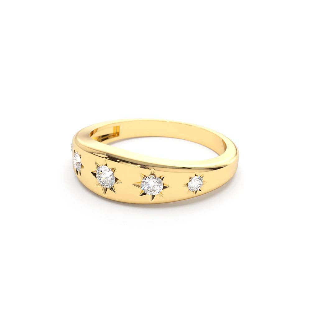 14K Gold Star Setting Graduating Diamond Statement Ring - view 4