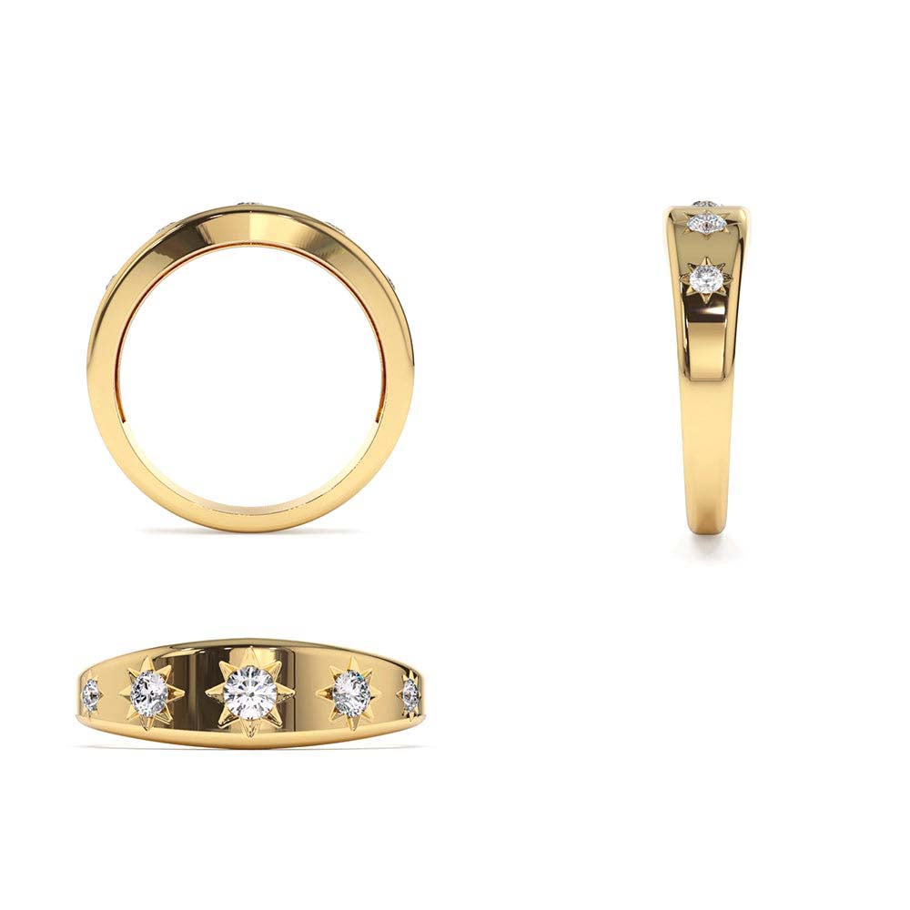 14K Gold Star Setting Graduating Diamond Statement Ring - view 5