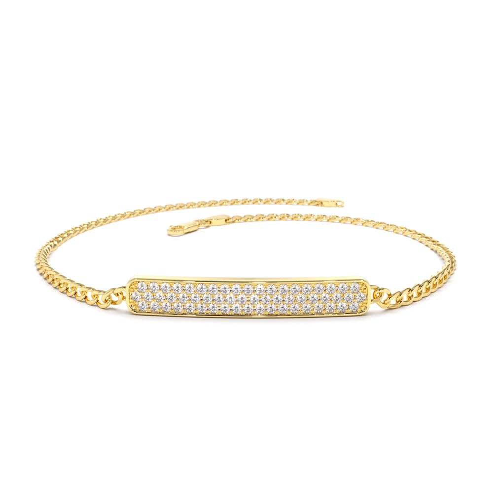 14K Gold 3MM Curb Link Diamond Pave Bracelet by Orlina Fine