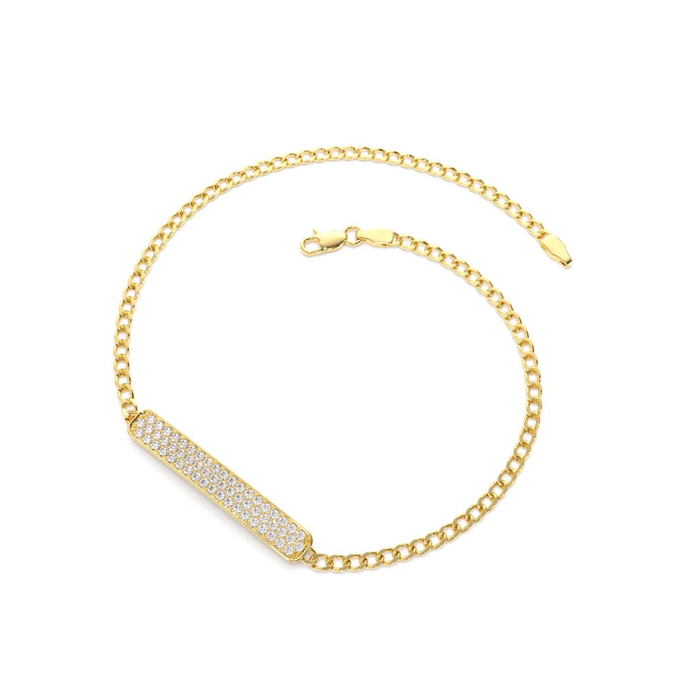 14K Gold 3MM Curb Link Diamond Pave Bracelet - view 2