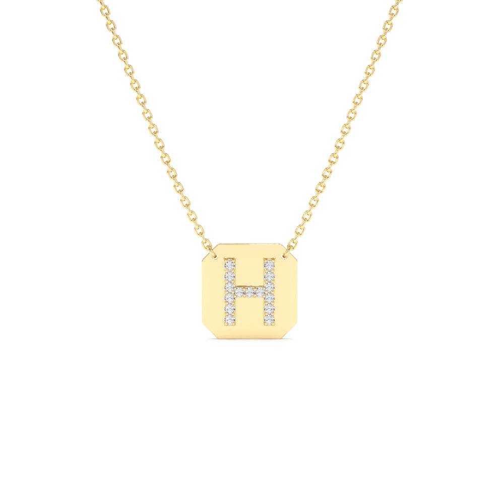 14K Solid Gold Diamond Letter Necklace by Orlina Fine