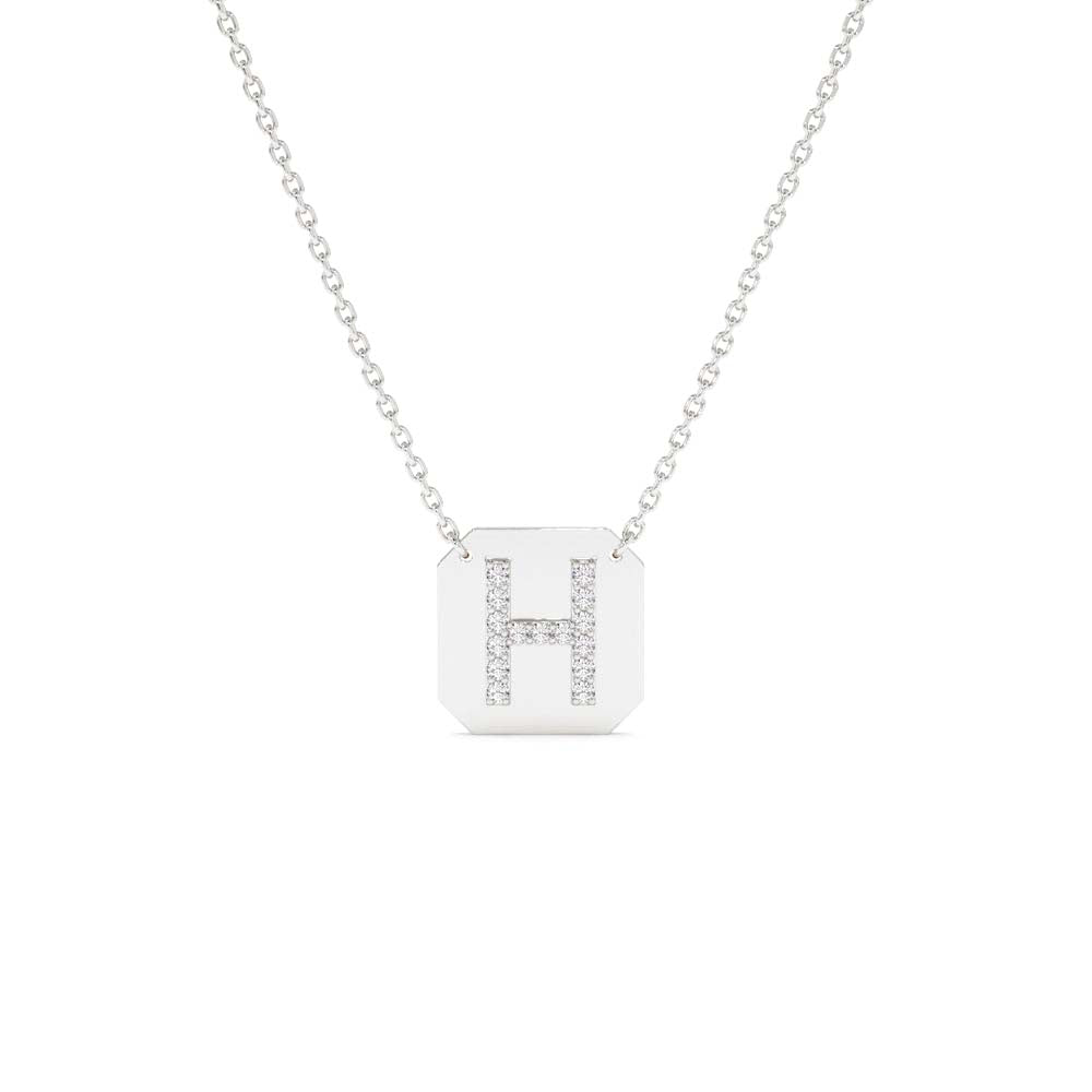 14K Solid Gold Diamond Letter Necklace - view 3