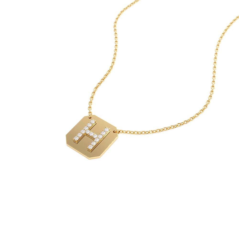 14K Solid Gold Diamond Letter Necklace - view 4