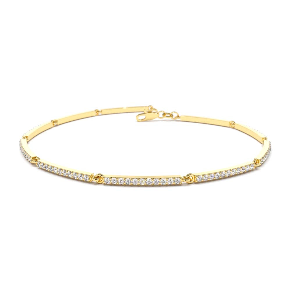14K Gold Pave Stackable Diamond Bar Bracelet by Orlina Fine
