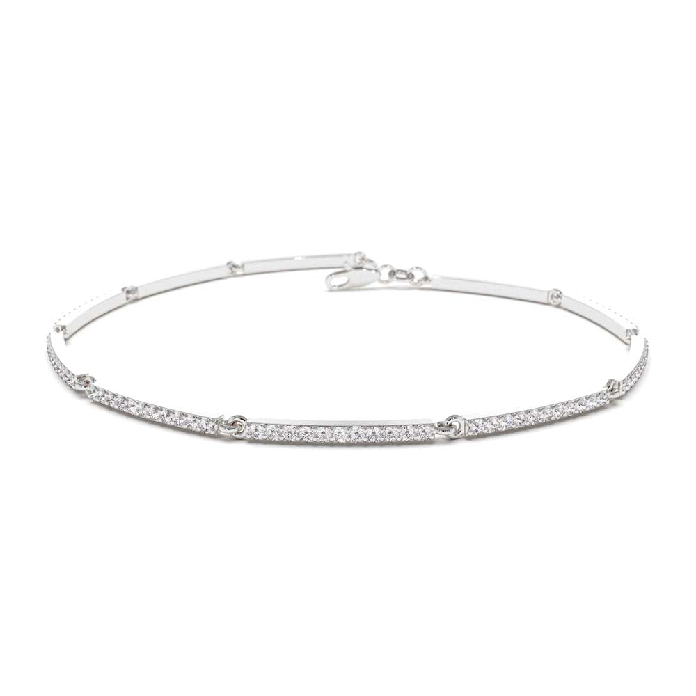14K Gold Pave Stackable Diamond Bar Bracelet - view 2