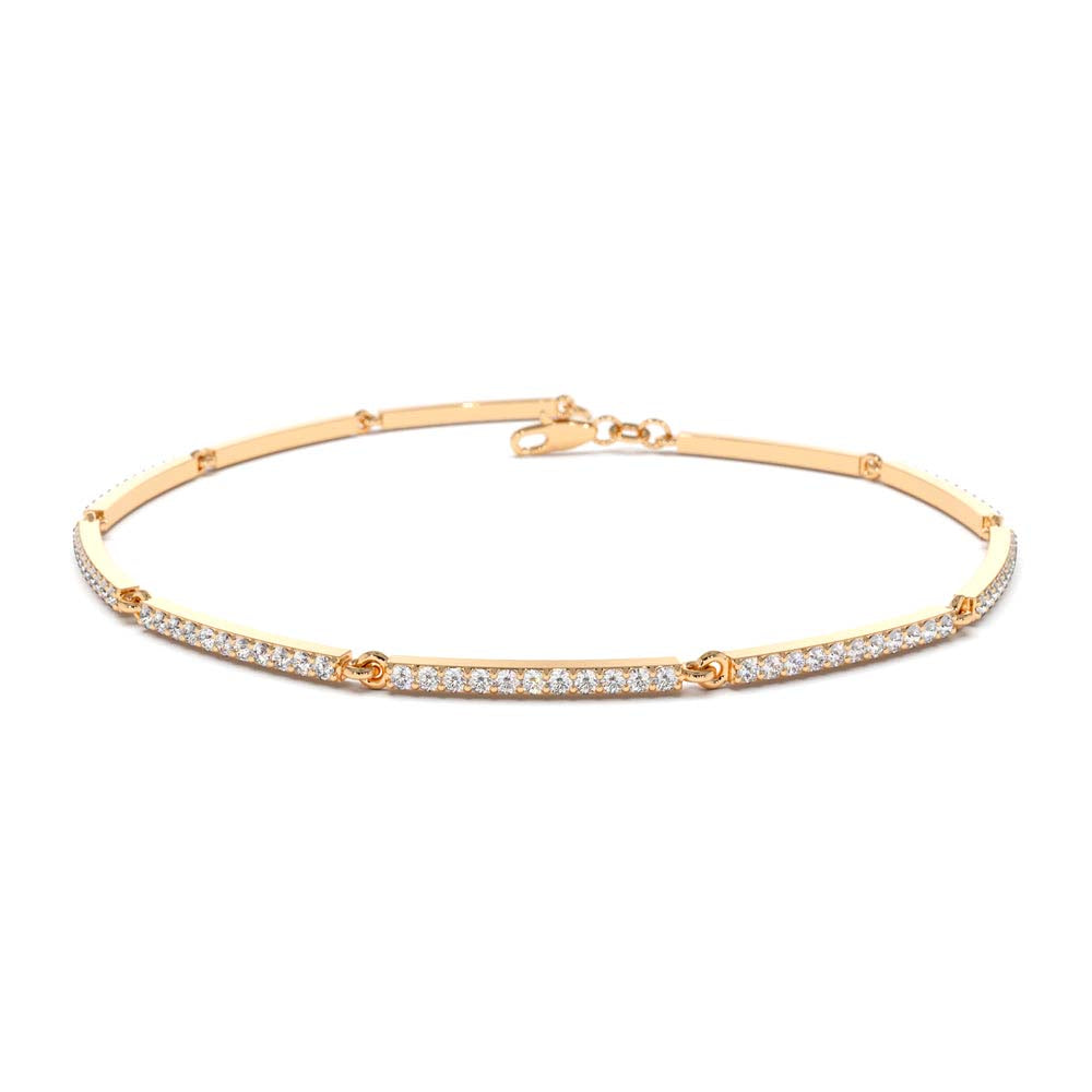 14K Gold Pave Stackable Diamond Bar Bracelet - view 3