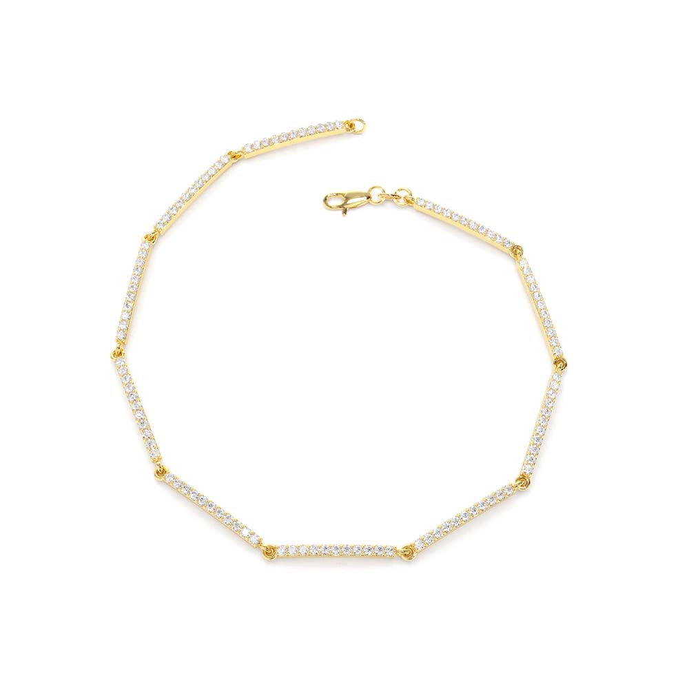 14K Gold Pave Stackable Diamond Bar Bracelet - view 4