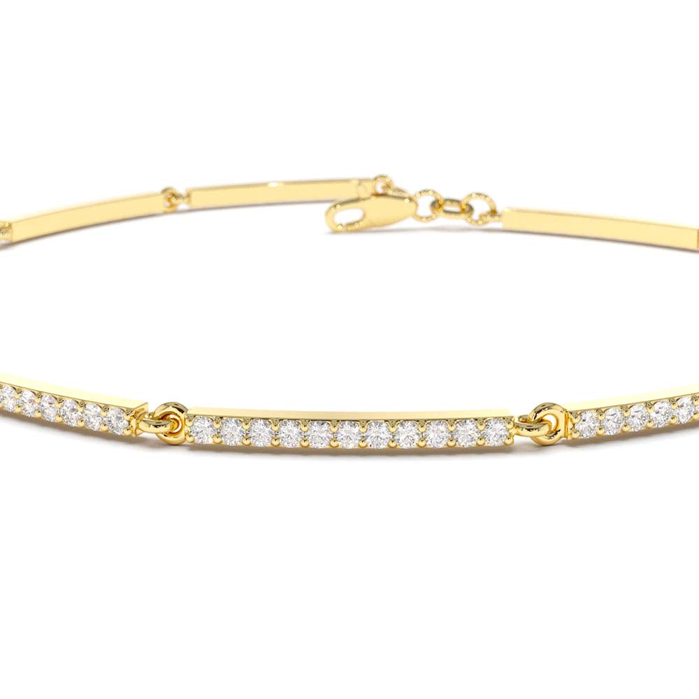 14K Gold Pave Stackable Diamond Bar Bracelet - view 5
