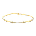 14K Solid Gold & Pave Diamond Bar Bracelet by Orlina Fine