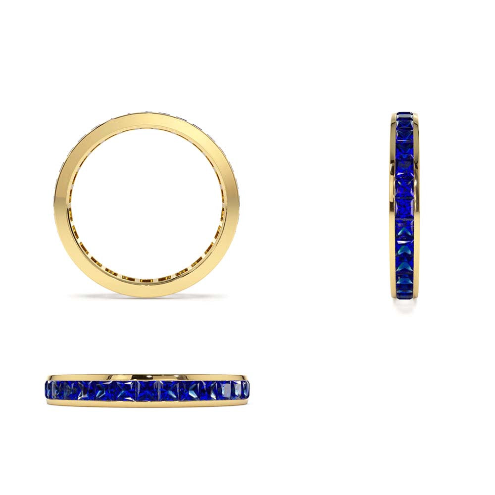 14K Gold Full Eternity Princess Cut Sapphire Ring - view 5